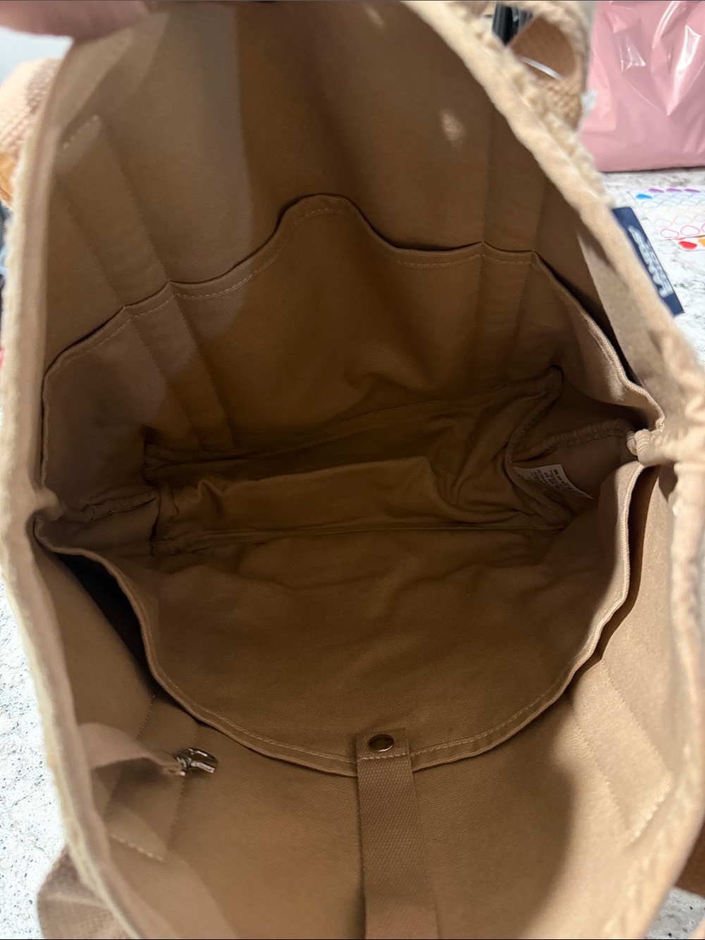 Land's End Sherpa Tote Bag in Camel - Picture 5 of 5